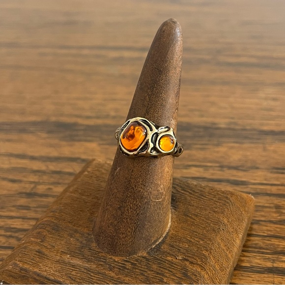 Free People Gloria Brown Amber Stone Ring Size 7 - Picture 2 of 5